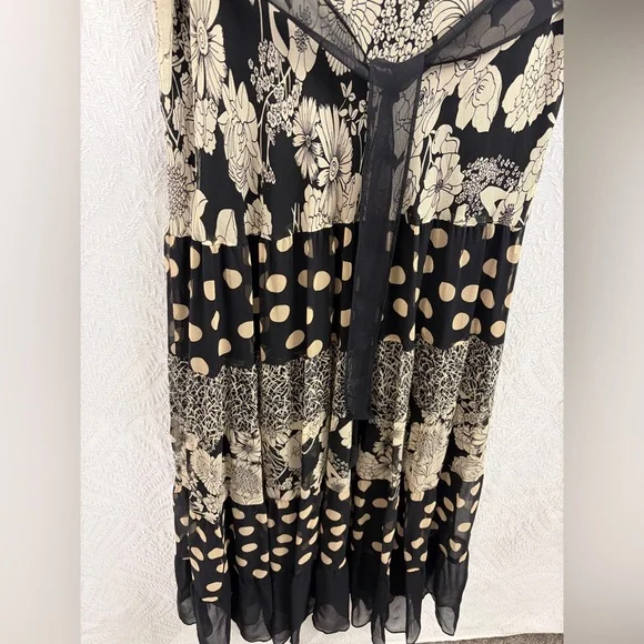 Vintage Jonathan Martin Silk Floral Polka Dot Whimsigoth Maxi Dress 16 - Picture 9 of 10